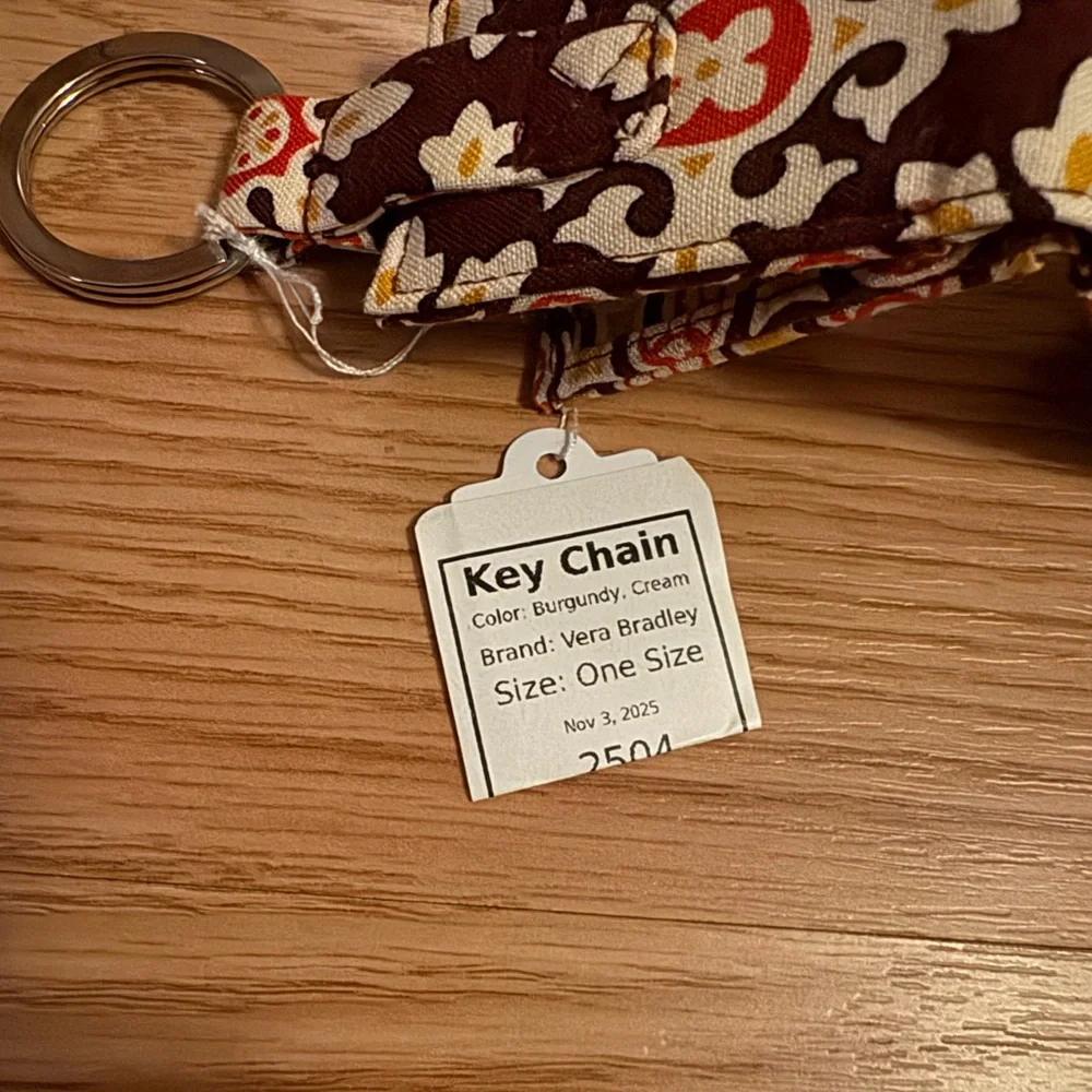 Vera Bradley Burgundy and Cream Photo Album Keychain